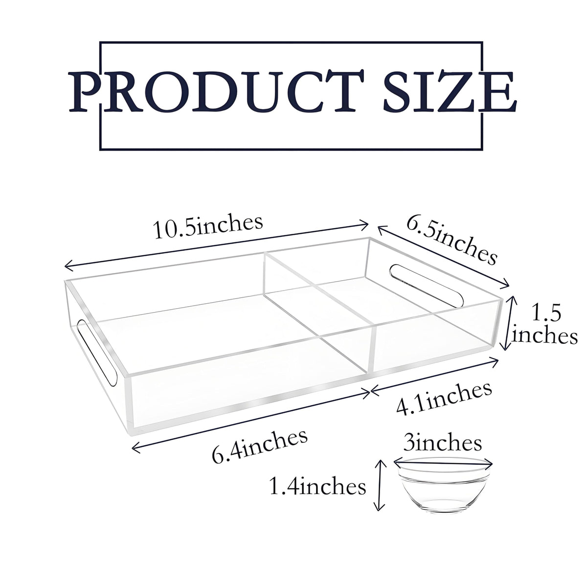 LUGUNU Multipurpose Acrylic Tray Set, 10X6.1X1.3inches Pedicure Tray, SPA Tray,Foot Care, Foot SPA, Tray Set Includes 4 Acrylic Bowls, Brush and Small Scraper Spoon