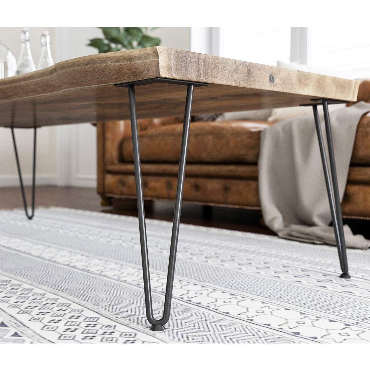 SMARTSTANDARD 16" Hairpin Furniture Legs, Metal Home DIY Projects for Nightstand, Coffee Table, Desk, etc with Rubber Floor Protectors Black 4PCS