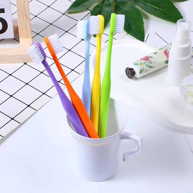 COMNICO 5 Pack Classic Manual Toothbrush Soft Bristles Clean Tooth Brush with Ergonomic Plastic Handle for Adults and Kids, Colorful