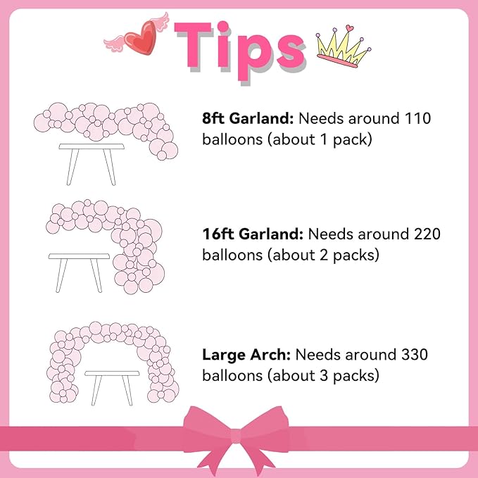 FunHot Pink White Balloon Arch Kit, Pink Balloon Garland, Double Stuffed Pearl Pink Matte White Balloons Large Clear Balloons for Girls Baby Shower Wedding Bridal Shower Birthday Party Decoration