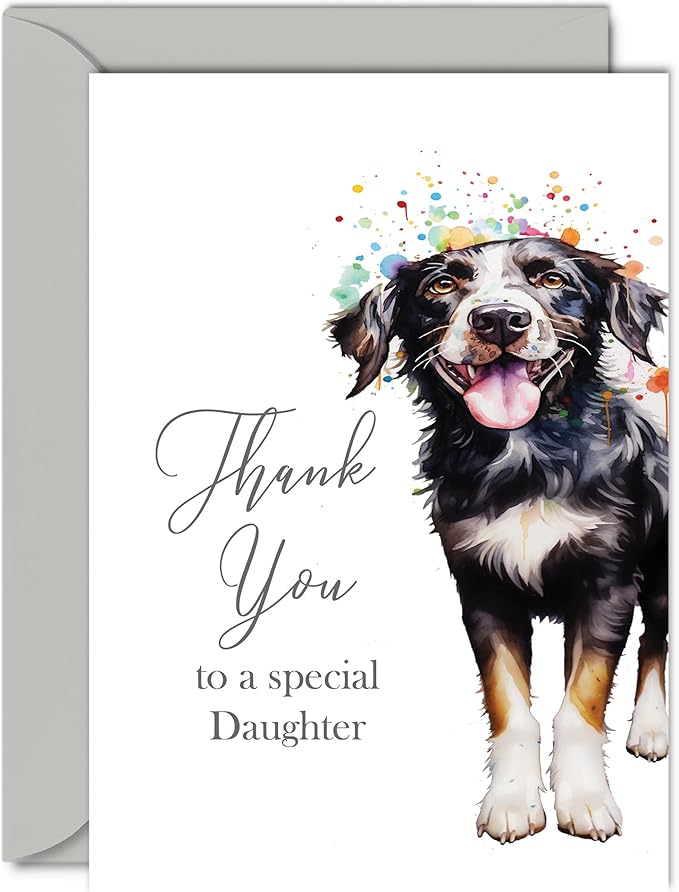 Thank You Cards for Daughter - Party Dog - Thankyou Cards for Daughter from Dad Mom, Heartfelt Appreciation Card A5 Thank You So Much Greeting Cards