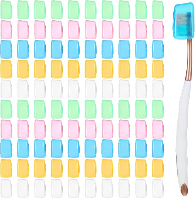 100PCS Travel Toothbrush Head Covers, Portable Toothbrush Pod Caps Case Protector for Home and Outdoor