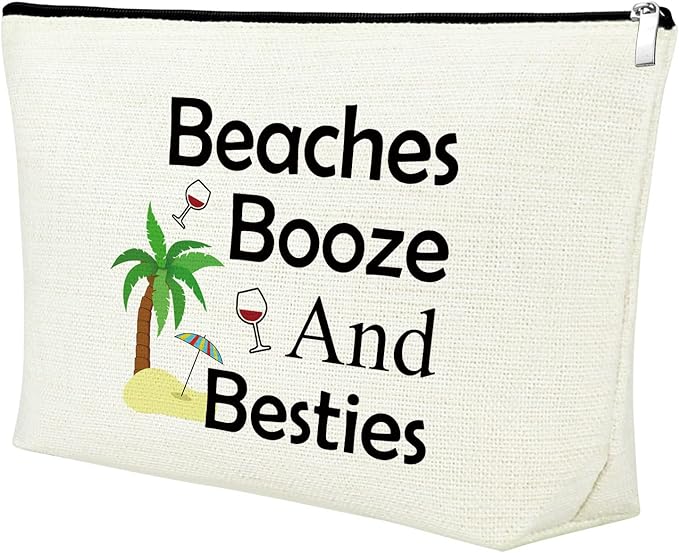 Mxrymvu Beach Gifts for Women Friends Makeup Bag Beach Lover Gifts Cosmetic Bag Funny Vacation Gift Seaside Themed Pouch for Women Besties Birthday Christmas Graduation Present Travel Makeup Pouch