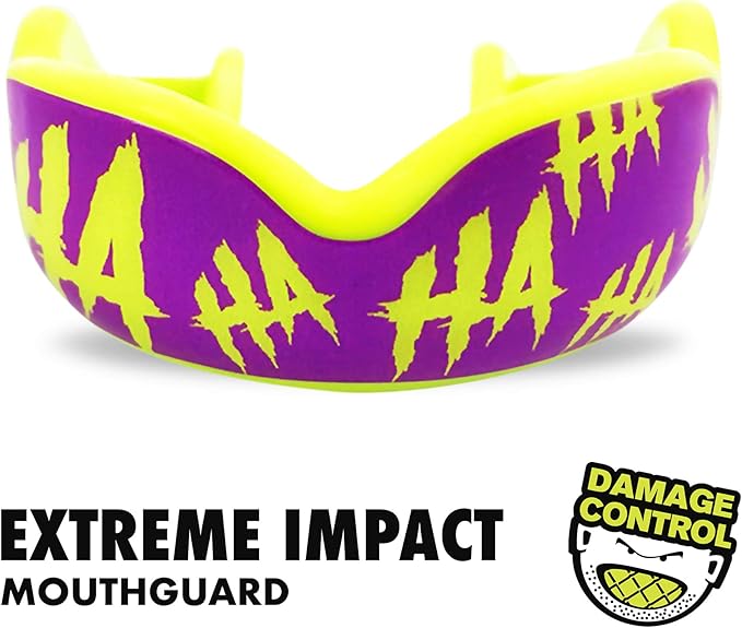 DAMAGE CONTROL Extreme Impact Mouth Guard – Sports Mouthguard for Boxing, MMA, BJJ, Hockey, Rugby, Lacrosse, & More – Mouthpiece for Teeth & Jaw Protection, for Youth & Adults (Adult, Hahaha)
