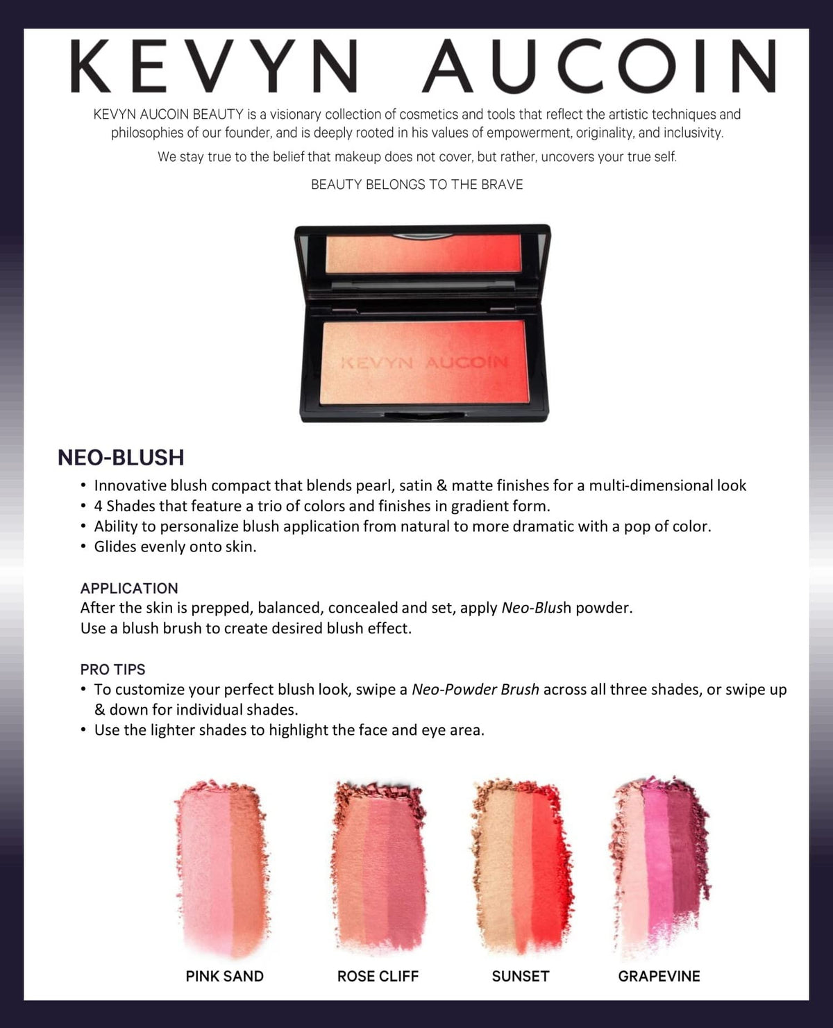 Kevyn Aucoin The Neo-Blush - Gradient Trio Richly-Pigmented, Lightweight Powder Cheek Blush & Highlighter Makeup Palette with Pearl, Satin, and Matte Finishes, Sunset, 6.8 g