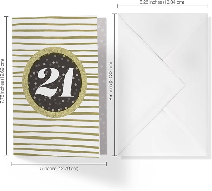 | Happy 21st Birthday Card | 5”x7.5” | (Single Card + Envelope)