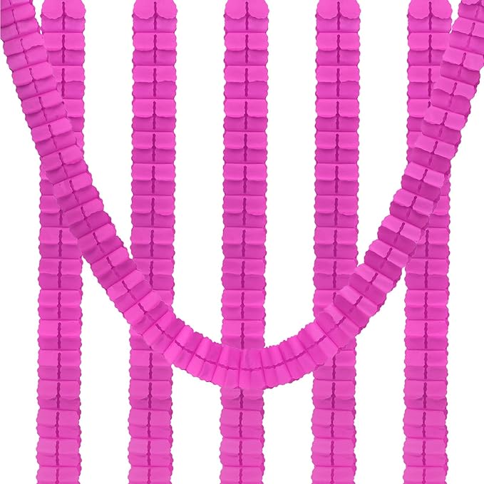 PATIKIL 9.8ft Four-Leaf Garland, 6 Pack Tissue Paper Hanging Flower Garland Reusable Streamers for Party Wedding Backdrop Decorations, Fuchsia