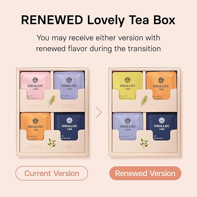 OSULLOC Lovely Tea Gift Box Set (12 count, 4 flavors x 3 EA) | Premium Blended Tea from Jeju | Korean Tea Sampler | Fruit Tea Variety Pack | Pyramid Tea Bag Series