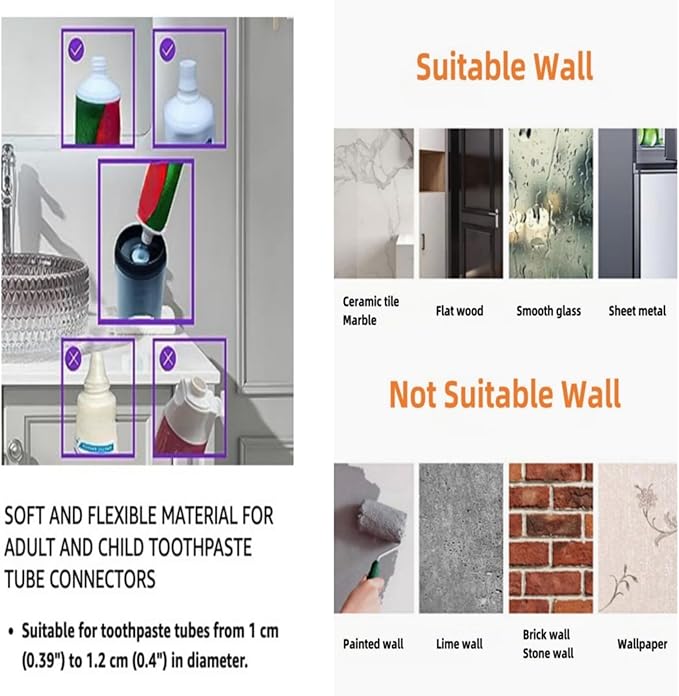 No-Drill Wall Mounted Toothbrush Holder, Bathroom Shelf, with 1 Automatic Toothpaste Dispenser 6 Brush Hooks Cups 1 Cosmetic Drawer Organizer and Large Storage (1 Dispenser + 3 Cups)