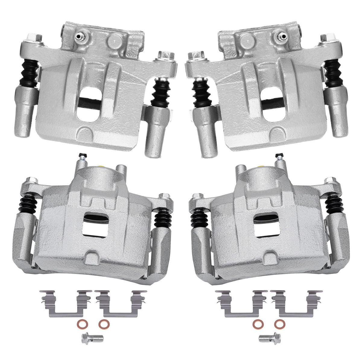 Detroit Axle - Front and Rear Brake Calipers w/Bracket Kit Replacement for Chrysler 200 Sebring Dodge Avenger Caliber - 4pc Set
