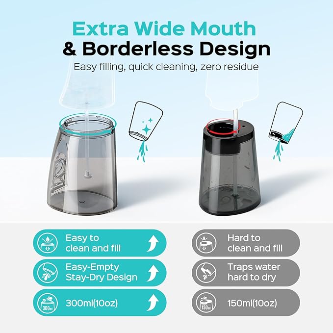 COSLUS Portable Water Flosser for Teeth: 3 Modes & 6 Pressure Settings with Jet Mode Water Dental Pick for Orthodontic, Braces, Sensitive Gums, Compact for Travel, 300ML for Multiple Users, Black C51
