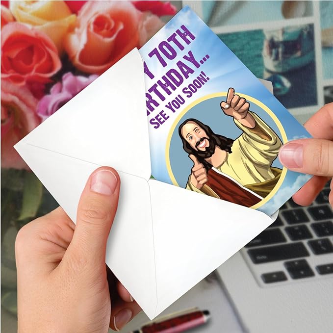 NobleWorks Humorous 70th Milestone Birthday Paper Card with 5 x 7 Inch Envelope (1 Card) See You Soon - 70 C10007MBG