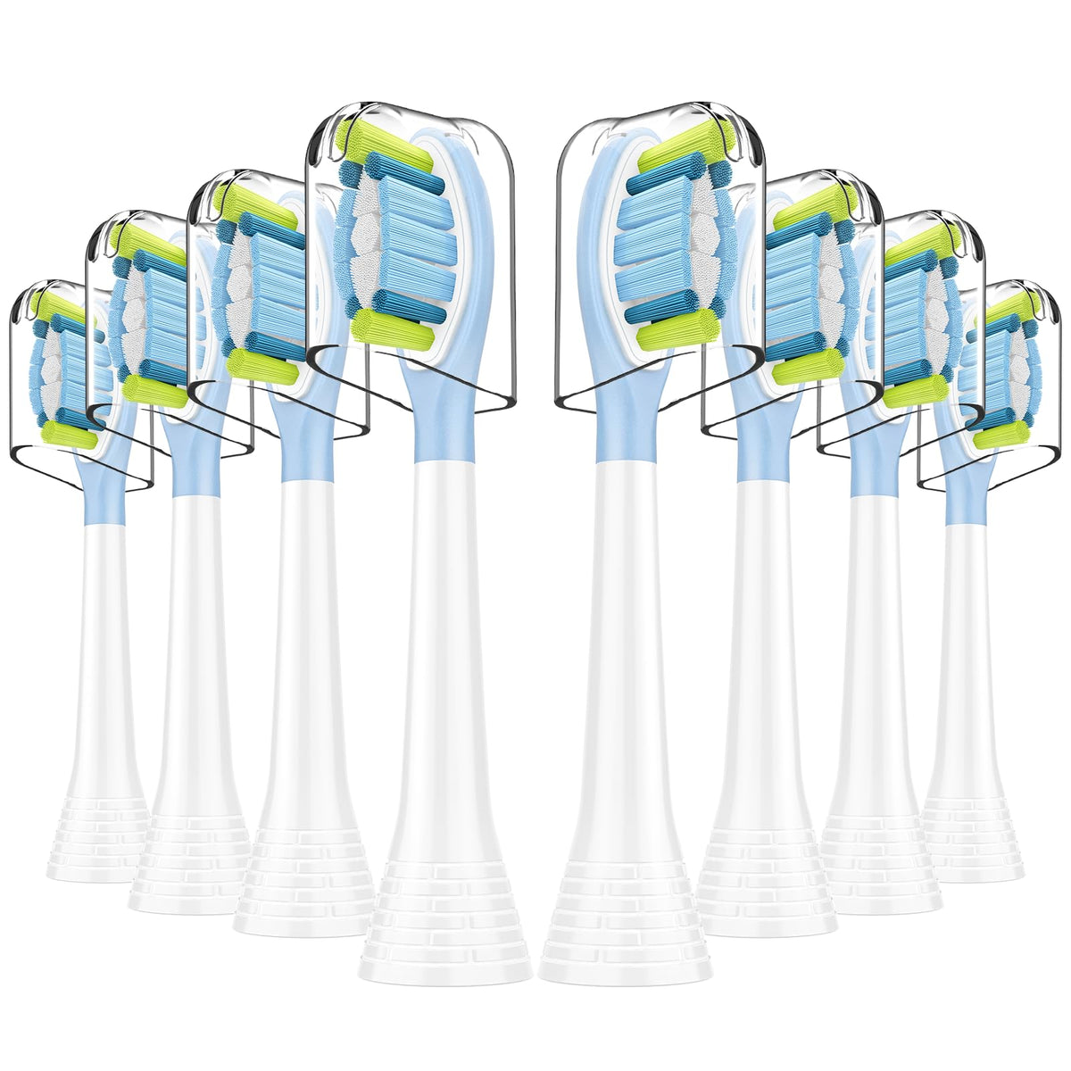 HAPPYMOMO Replacement Toothbrush Heads Compatible with Philips Sonicare DiamondClean Smart/ProtectiveClean 4100/5100/6100, C3/G3/W3/C1/C2 & Other Snap-on Models, Plaque Removal, 8 Pack