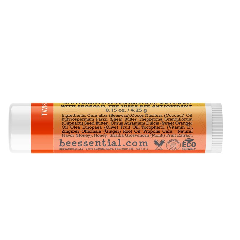 Beessential Natural Bulk Lip Balm, Orange Ginger, 18 Pack | For Men, Women, and Children. Great for Gifts, Showers, & More