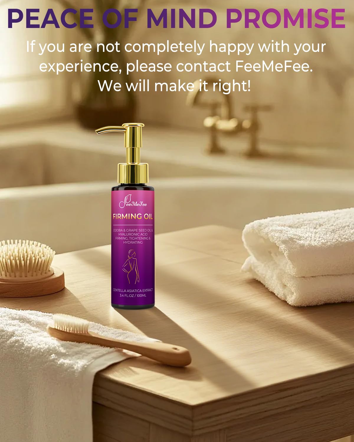 Body Firming Oil, 3.4 FL OZ Body Oil After Shower – With 790,000ppm Tightening Oil(Grape Seed Jojoba Sweet Almond) &10,000ppm Hyaluronic Acid – Fast-Absorbing For Hydrating Full Body, Lavender