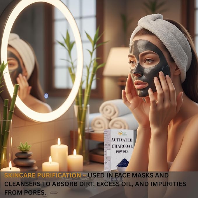 Herbs Botanica Activated Charcoal Powder 100% Food Grade, Natural Detoxifier for Teeth Whitening, Digestive Health, Face Masks, DIY Skincare, Detox Drinks & Bug Bite Relief 3.5 oz Pack