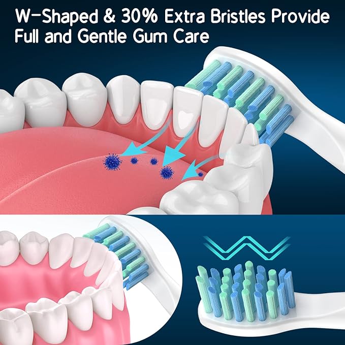 Electric Toothbrush Heads Compatible with TEETHEORY Sonic and Fairywill - Replacement Brush Heads Compatible with FW-507/508/551/610/659/719/909/917/959,FW-D1/D3/D5/D7/D8, 10 Pack, White