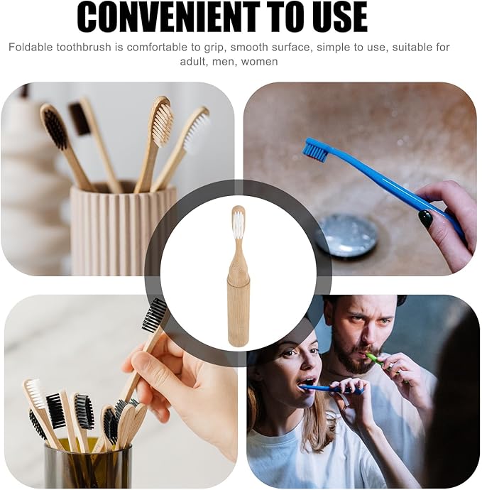 Veemoon Foldable Toothbrush with Soft Bristles, Portable Travel Toothbrush for Adults, Eco-Friendly Material, Compact Design for Hiking, Camping, and Daily Oral Care