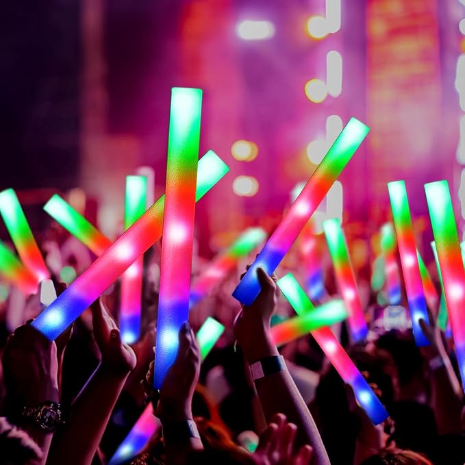 150 PCS Led Foam Sticks, Bulk Glow Sticks with 3 Colors Flashing, Light Up Baton Wands for Kids, Glow Sticks Party Supplies for party, Wedding, Raves, Concert, Camping, Sporting Events