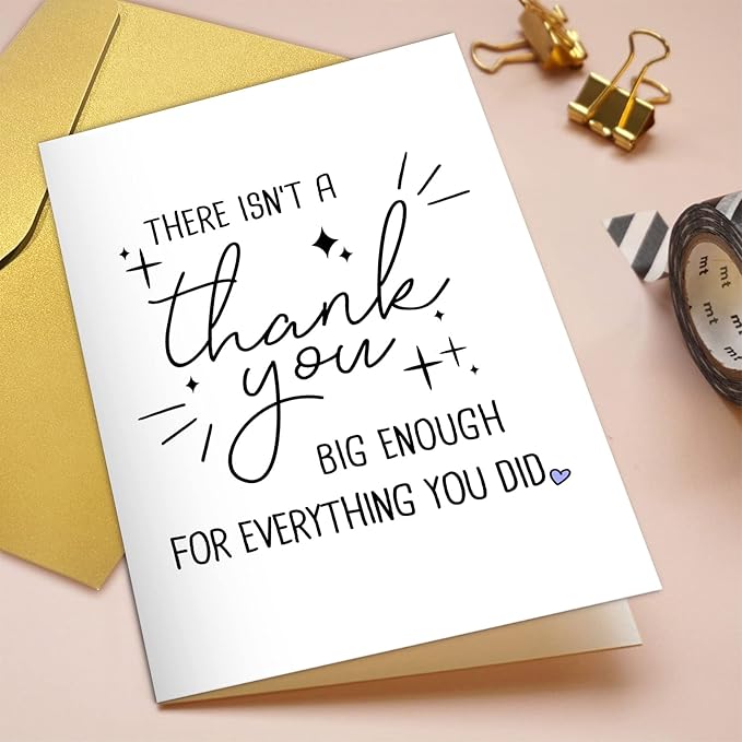 Qiliji Funny Thank You Card, Humor Appreciation Card for Women Men, There Isn't A Thank You Big Enough For Everything You Did