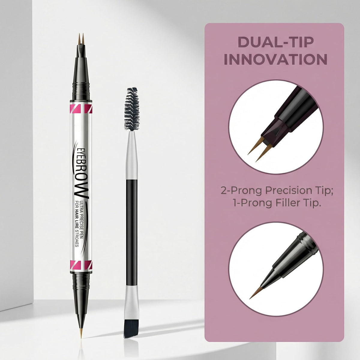 YeMoMo Dual-Tip Eyebrow Pencil, 2-in-1 Waterproof Brow Liner with Ultra-Fine Fork and Precision Tip, 5 Natural Shades from Light Brown to Black (3#Dark Brown)