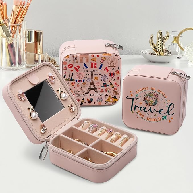 Paris Travel Gifts for Women Jewelry Box, France Lovers Birthday Gift, Paris City Themed Souvenirs for Traveller Women Friends, France Travel Favors Jewelry Case Organizer