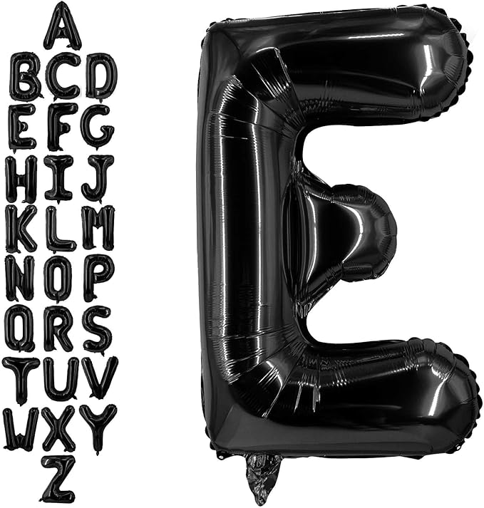 40 Inch Black Letter E Balloons, DIY Phrase Foil Alphabet Letter E Balloons DIY Word E Banner for Birthday Anniversary Celebration Graduation Party Supplies Decoration