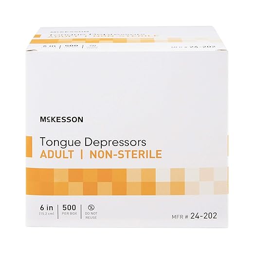 McKesson Tongue Depressors Adult Size, Non-Sterile, Wood, Unflavored, Splinter-Free (5000, 6")