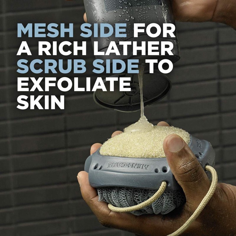 DOVE MEN + CARE Shower Tool 4 Count For Stronger, Healthy-Feeling Skin Active Clean Scrubs and Exfoliates for a Deeper Clean With Body Wash