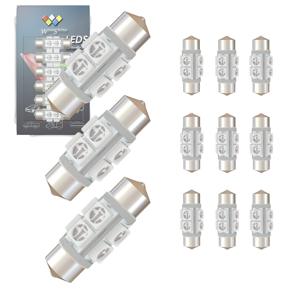 Wiseshine DC 24V 38mm 6418 Festoon LED Car Bulb Red 6411 DE3423 LED Bulbs for Marine Boat Interior Door Cargo Lights (Pack 12)