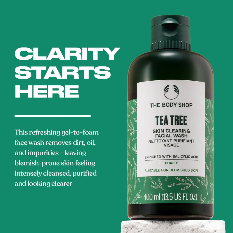 The Body Shop Tea Tree Skin Clearing Facial Wash – Purifying Vegan Face Wash For Oily, Blemished Skin – 8.4 oz