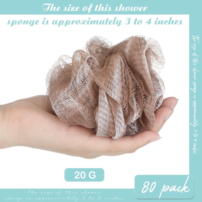 CHENGU 80 Pcs Loofah Bulk Sponge Bath Sponges for Shower Bath Loofah Bulk Shower Pouf Wash Body Pouf Mesh Exfoliating Body Scrubber for Baby Women Men, 20g(Plain Colors)