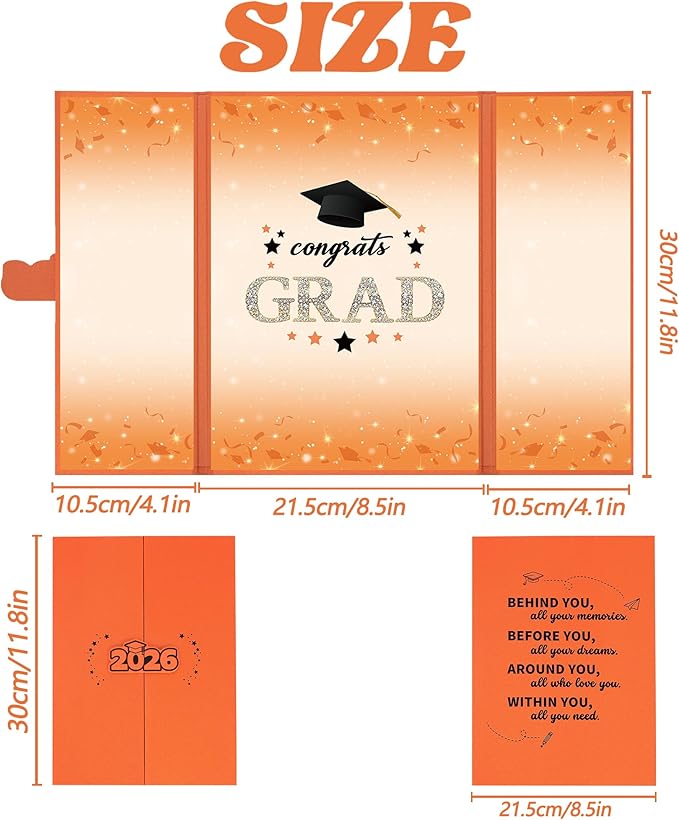 Vlipoeasn 2026 Graduation Guest Book Alternative, Orange Class of 2026 Graduation Party Decorations, Graduation Signature Book for 2026 College High School, Unique Graduation Gifts for Friends