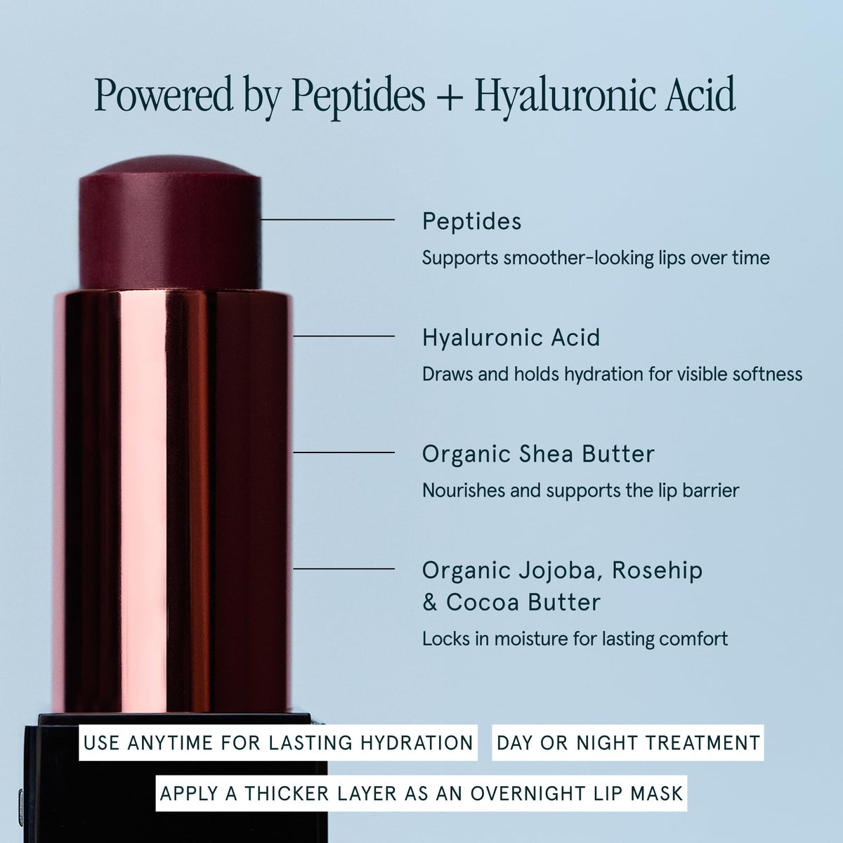 SOSHE Beauty - Peptide Glow Hydrating Lip Treatment | Intense Moisture | Peptides, Vitamin E, Hyaluronic Acid | Cruelty-Free, Certified Plastic Negative (Brûlée - Rose Mauve)