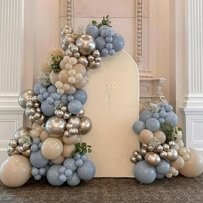 Dusty Blue Balloons 5inch Small Haze Blue Balloon 60pcs Mini Round Aqua Fog Mist Latex Balloon for Arch Garland Girls Boys Retro Boho Birthday Party Decoration Wedding Baby Bridal Shower Bachelorette