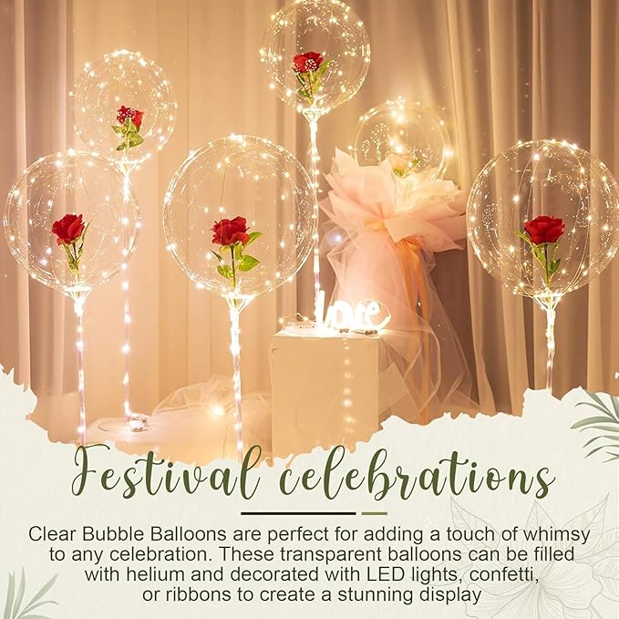 Sumind 40 Pcs Bobo Balloons Clear Balloons for Stuffing Bubble Transparente Burbuja for Valentines Christmas Wedding Birthday Party Decoration (13/18/24/36 Inch)