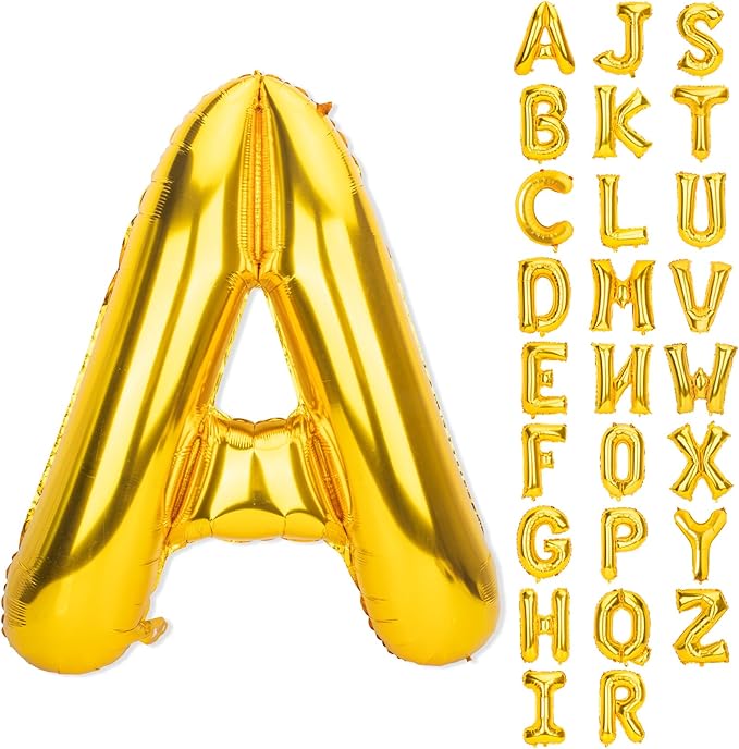 Gold Letter Balloons 40 Inch A Balloon Letters A Alphabet Name Balloons Giant Letters With Straw Big Balloons Foil Gold Balloons For Birthday Party Decorations Wedding Thanksgiving Christmas Balloons