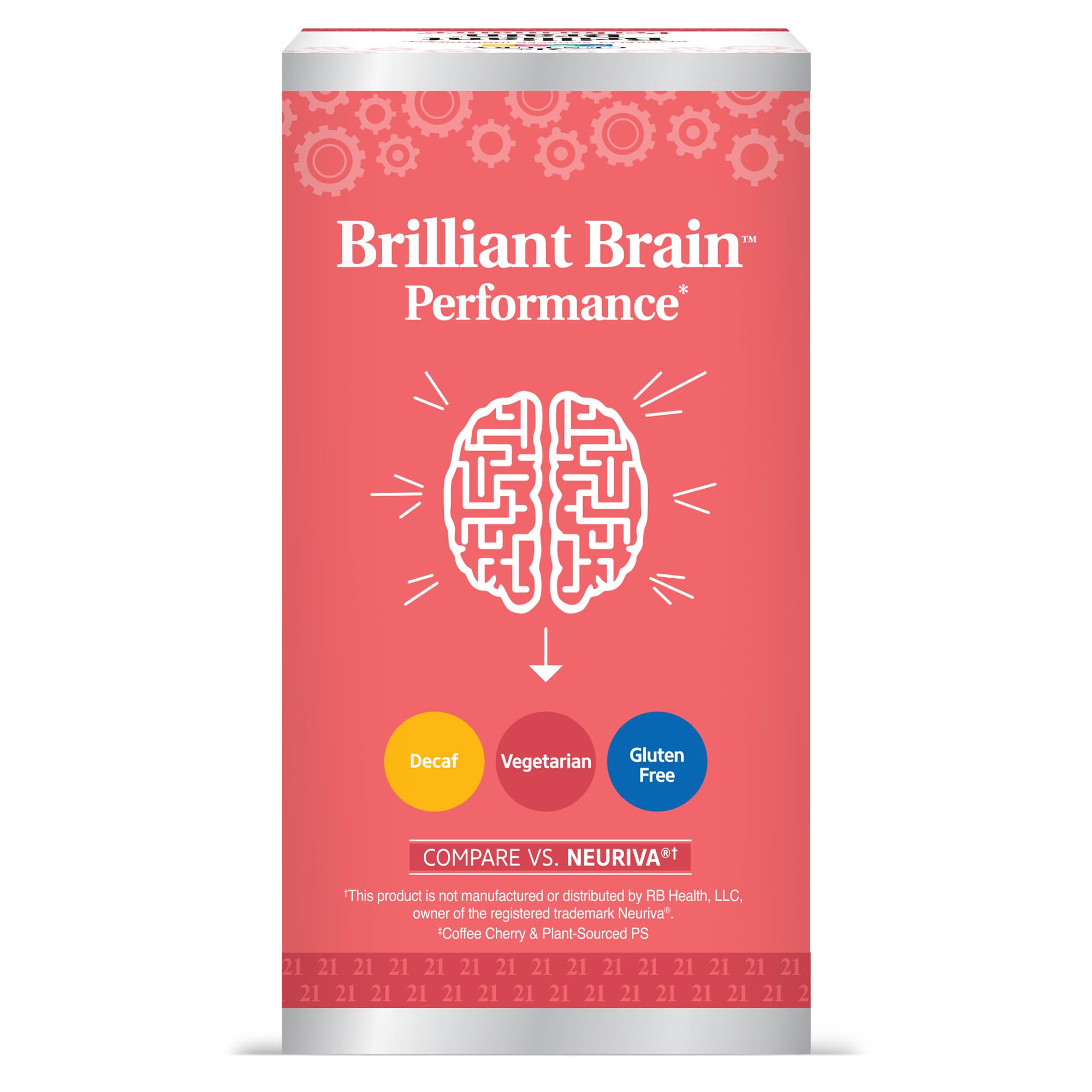 21st Century Brilliant Brain Performance Capsules, (30 Count), Cognitive Health Support, Contains Plant-Sourced Phosphatidylserine & Nootropic Coffee Fruit Extract, Decaf & Gluten Free