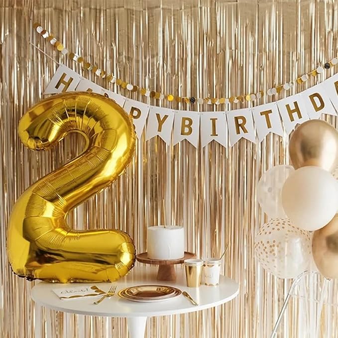 40 inch Gold Number Balloon Giant Foil Helium Balloons Gold Number 2 Balloon for 2nd Birthday Party Anniversary Decorations Supplies