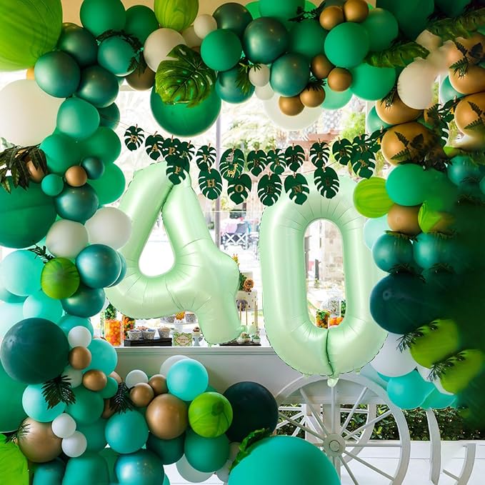 40 Inch Number 40 Balloons, Olive Green Giant Jumbo Helium Number 40 Foil Balloons for 40th Birthday Party Anniversary Events Boys Girls Decorations Supplies