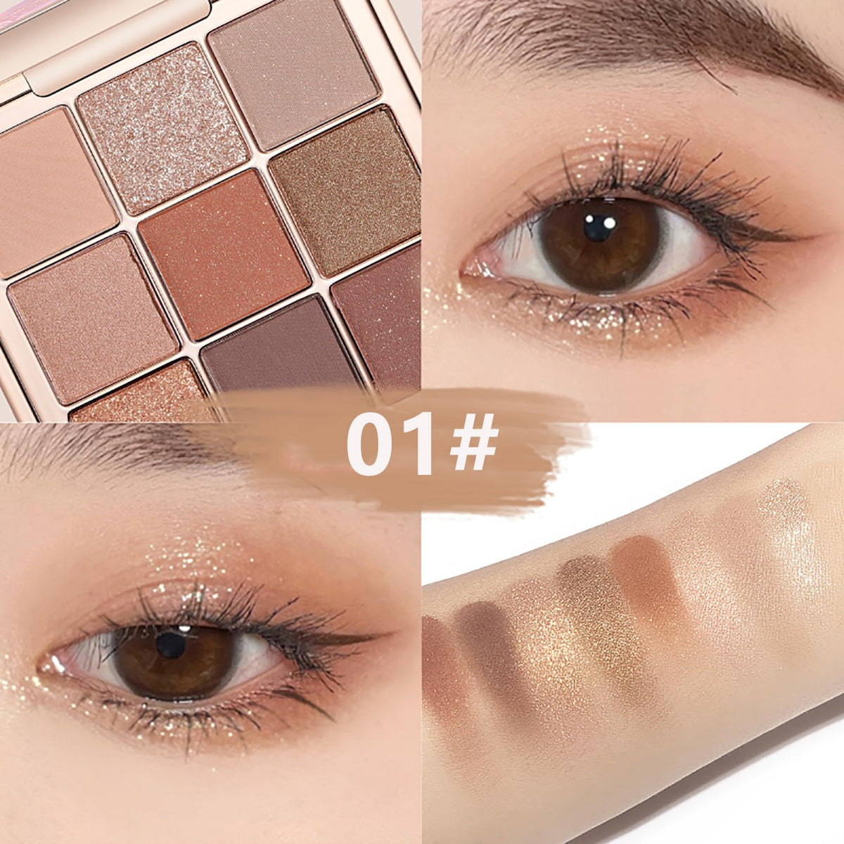 XFEXM 9 Colors Eyeshadow Palette, Matte & Shimmer & Glitter Eye Shadow, Highly Pigmented Silky Smooth Powder Waterproof Long Lasting Makeup Palettes. (Color 1)