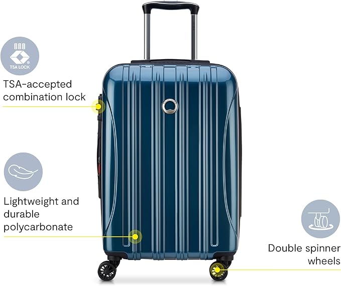DELSEY PARIS Helium Aero Hardside Expandable Luggage with Spinner Wheels, Teal, Carry-On Plus 21 Inch