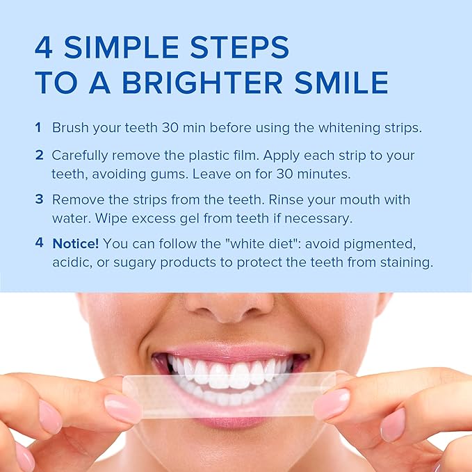 MAREE Teeth Whitening Strips with Mint Flavor - Comfortable for Sensitive Teeth - Calcium Formula for Gentle Dental Care & Fresh Breath - Pack of 28