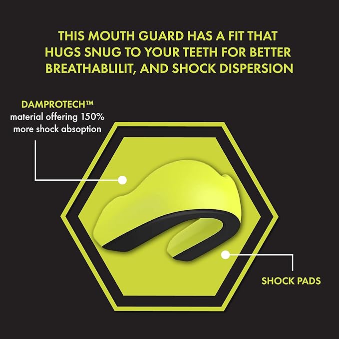 DAMAGE CONTROL Extreme Impact Mouth Guard – Sports Mouthguard for Boxing, MMA, BJJ, Hockey, Rugby, Lacrosse, & More – Mouthpiece for Teeth & Jaw Protection, Youth & Adult (Youth, Damage Control Green)