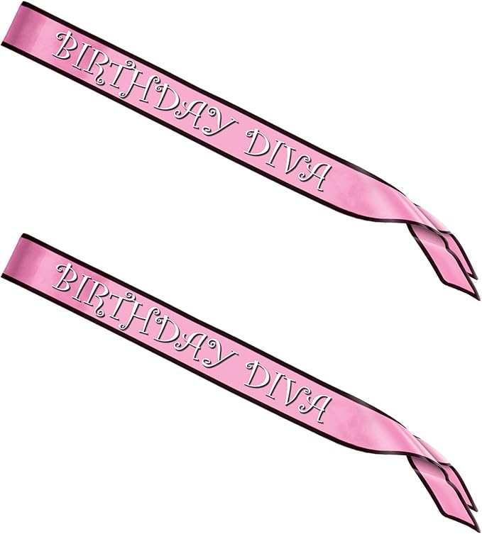 Beistle S60177AZ2 Birthday Satin Sash, Pink/White/Black
