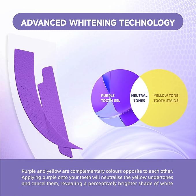 Teeth Whitening Strips V34 Purple Whiten Strips Non Sensitive for Teeth Whitening Efficient Professional Teeth Whitening Kit with Extra Cleaning Wipes, 28set/56pcs