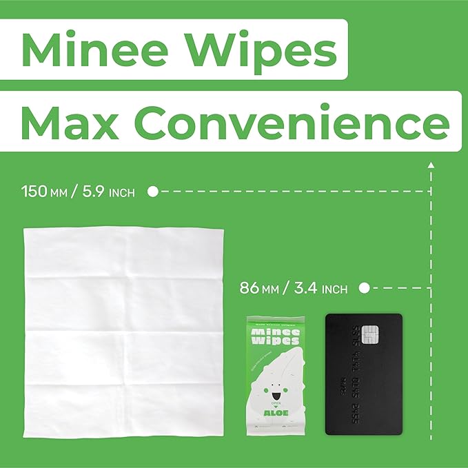 Impossibly Compact Travel Wipes - 99.5% Water - Safe for Sensitive Skin & Hypoallergenic, Resealable, Thick & Durable - For Adults, Kids & Baby Care - Aloe, 10 Pack Total 60 Wipes