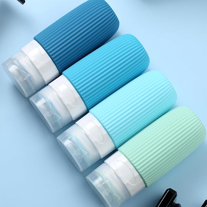 Mrsdry Travel Bottles for Toiletries, Tsa Approved 2oz Travel Bottles, BPA Free Leak Proof Travel Size Toiletry Containers, Refillable Travel Accessories with Toiletry Bag for Shampoo Liquid (4 Pack)