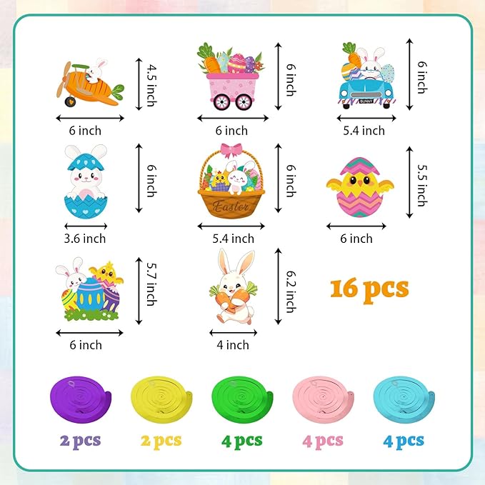 25Pcs Easter Decorations Set with Happy Easter Banner, Easter Egg Garland, Pompoms & Hanging Swirls for Home, Classroom, Easter Party Decorations Indoor