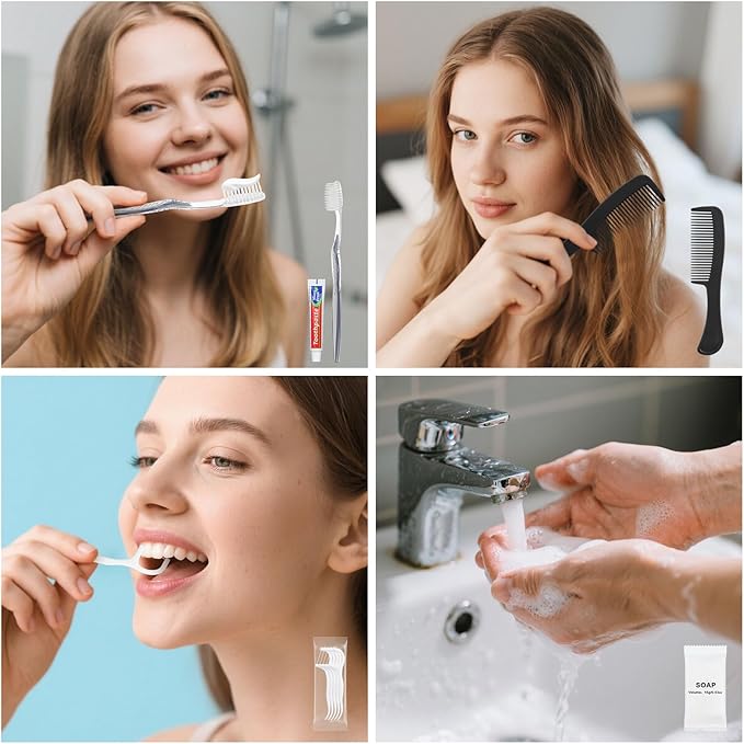 Travel Toothbrush Kit, Hygiene Kit Comes in A Double Sealed Individual Package, Personal Hygiene Kit for Hotel, Camping, Home and Travel (50 Set)